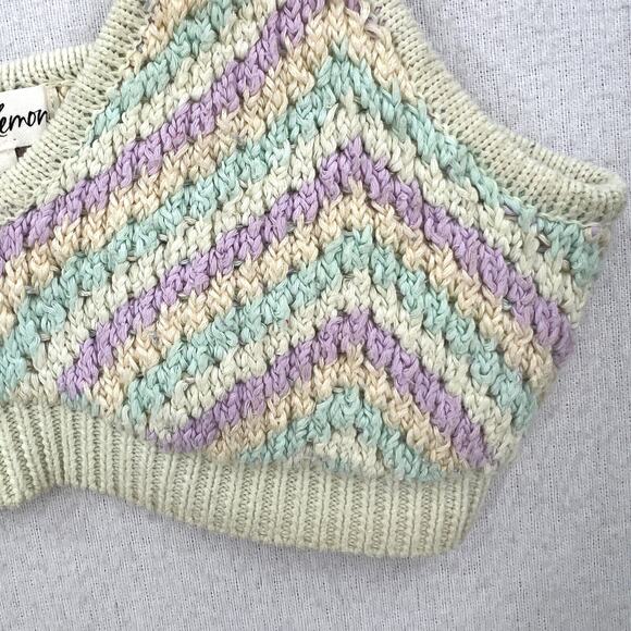 FOR LOVE AND LEMONS Corinna Bralette Womens Small Mint Sweater Knit Crop Chevron - Picture 13 of 16